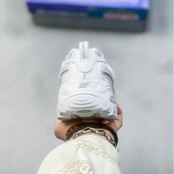 White Skechers Dlites Retro Sports Dad Shoes White Skechers Dlites Retro Sports Dad Shoes main image 4